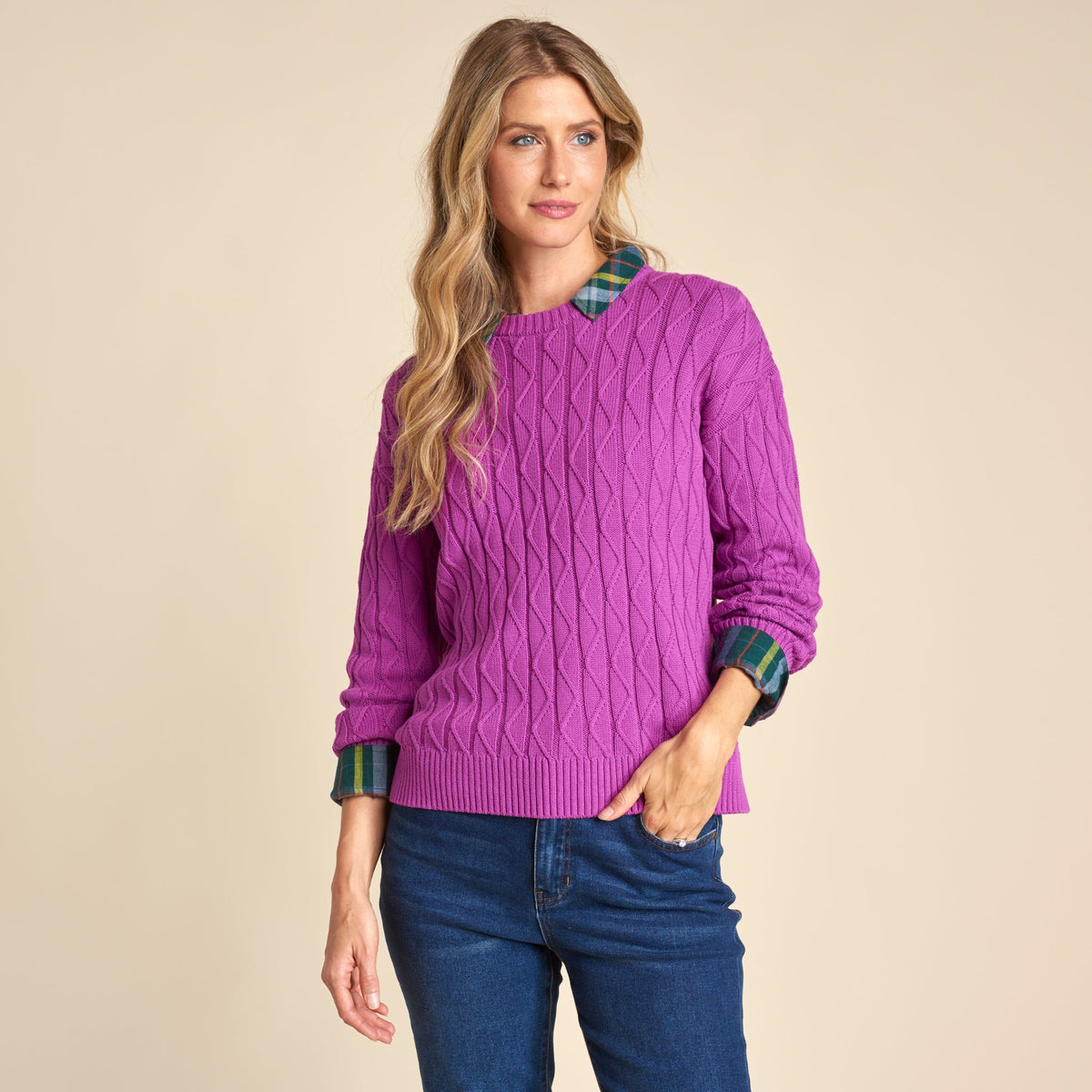Lace Stitch Drop Shoulder Pullover Sweater