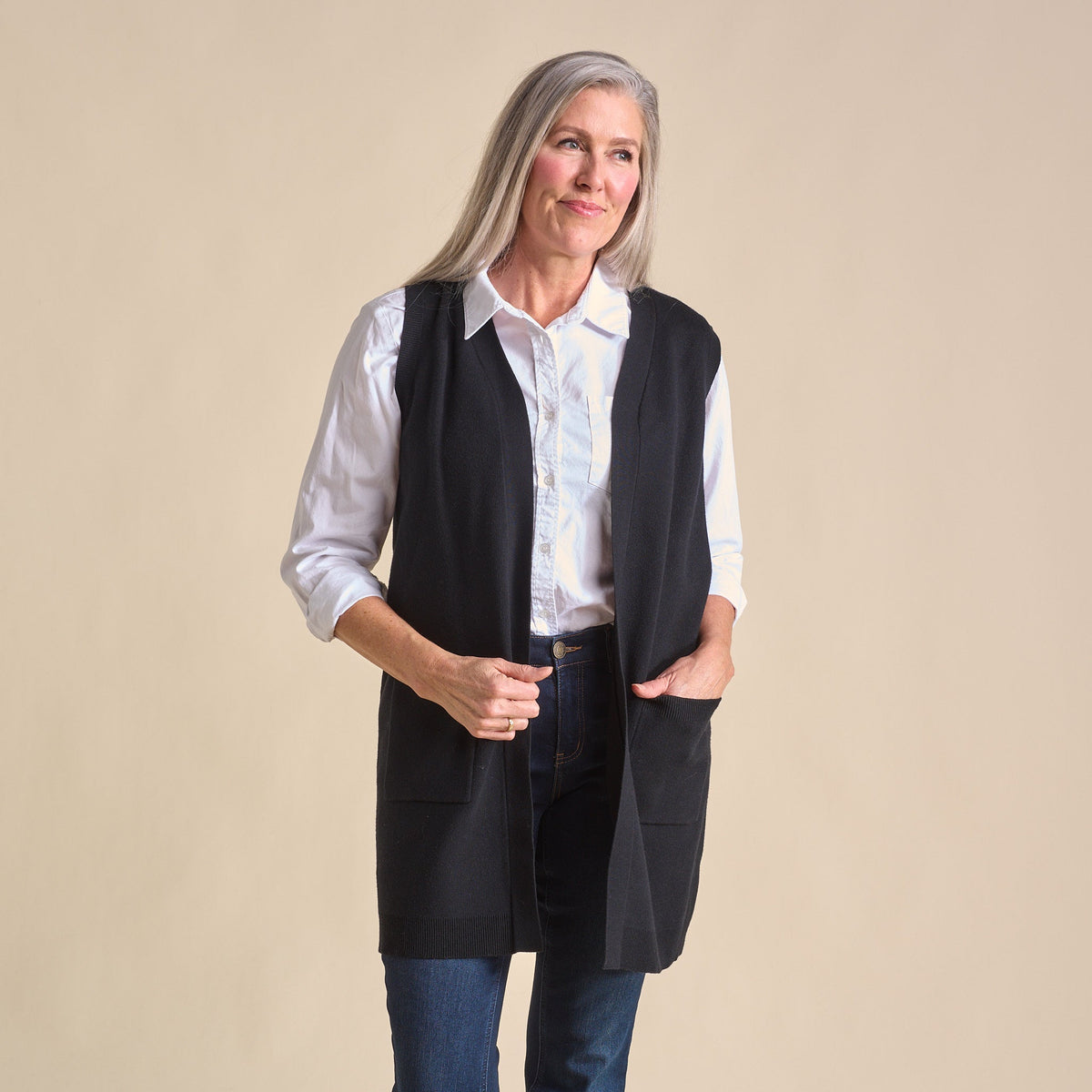 Open Front Sweater Vest