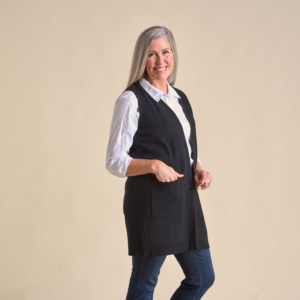 Open Front Sweater Vest