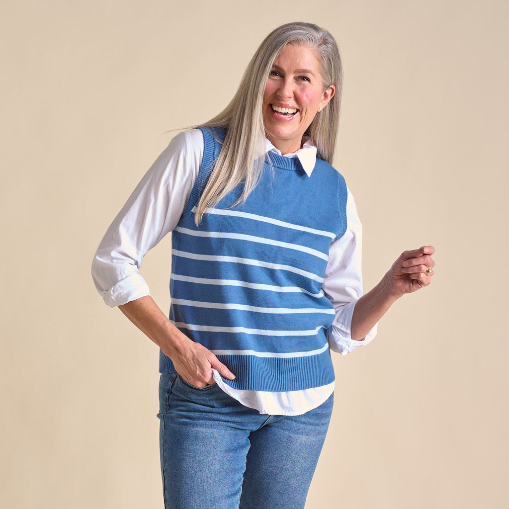 Stripe Crew Neck Sweater Vest