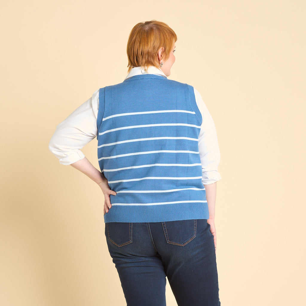 Stripe Crew Neck Sweater Vest