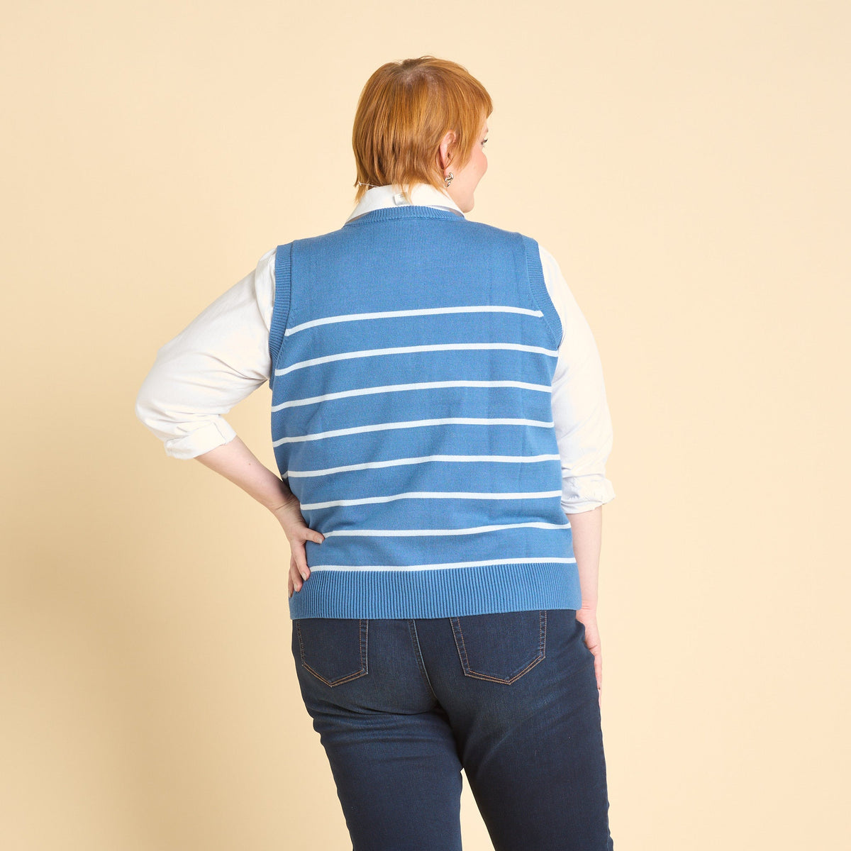 Stripe Crew Neck Sweater Vest