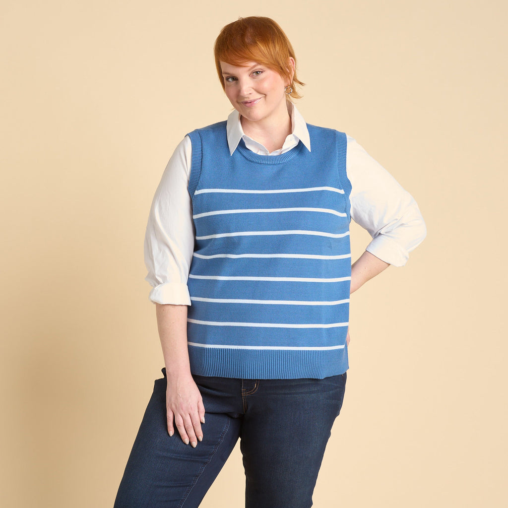 Stripe Crew Neck Sweater Vest