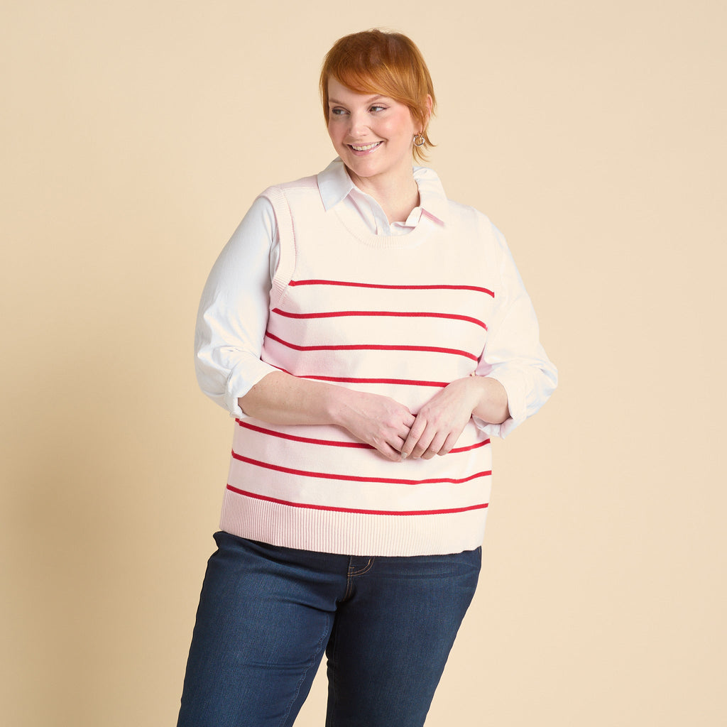 Stripe Crew Neck Sweater Vest