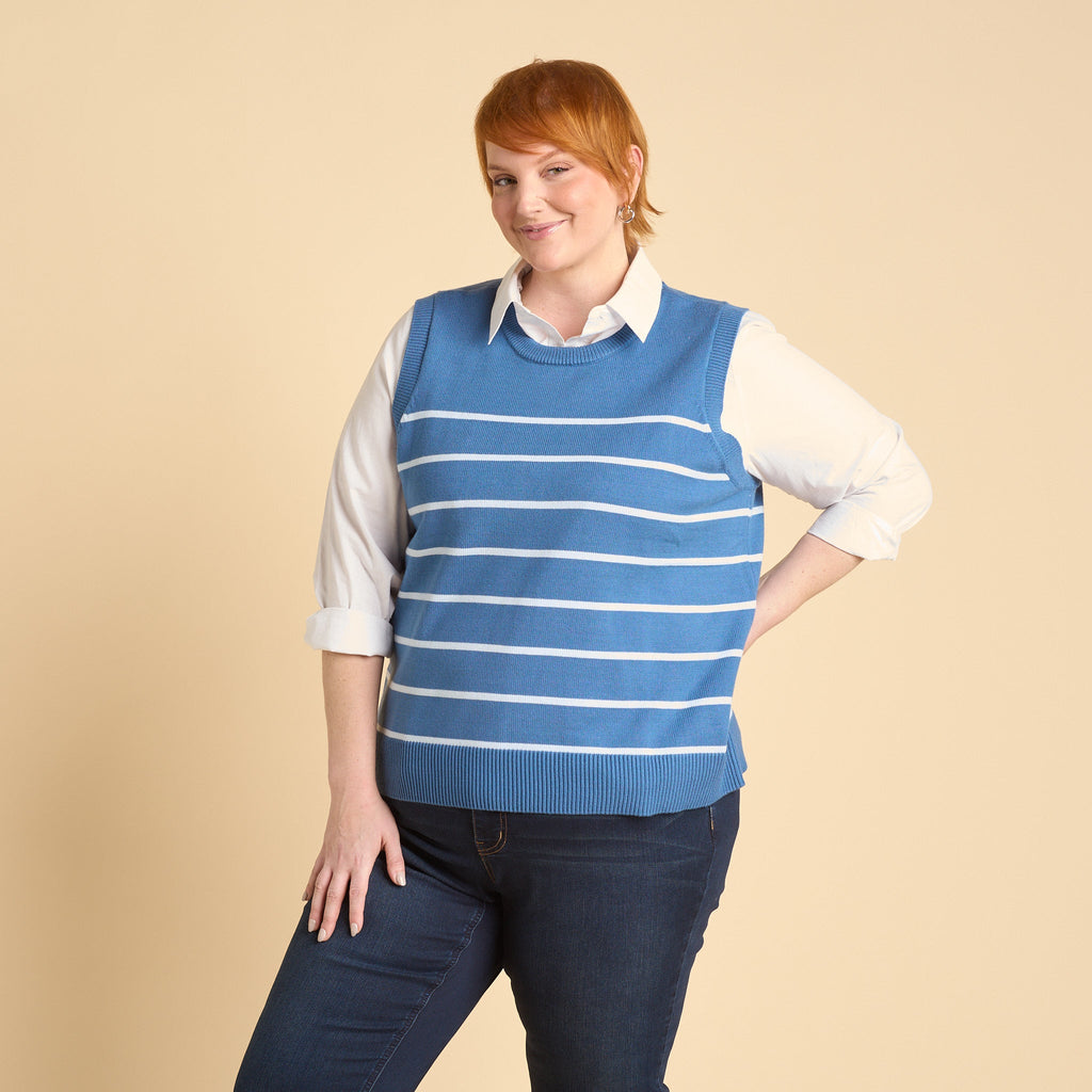 Stripe Crew Neck Sweater Vest