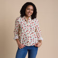Strawberry Print Textured Button Front Shirt