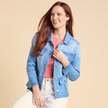 Pleated Peplum Button Front Denim Jacket