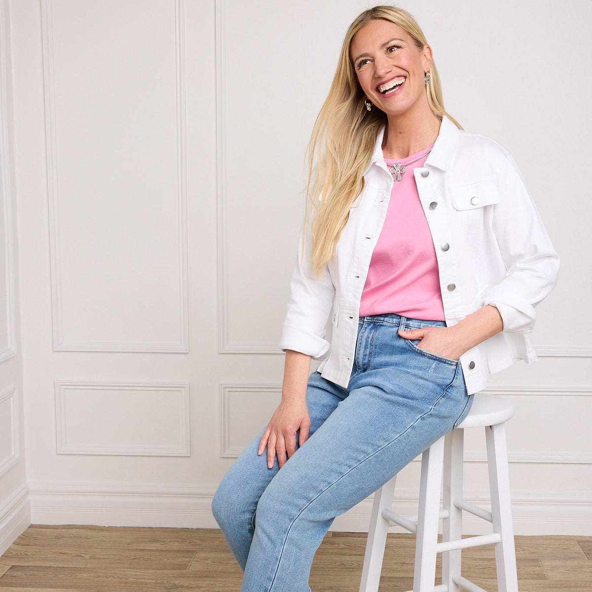 Pleated Peplum Button Front Denim Jacket