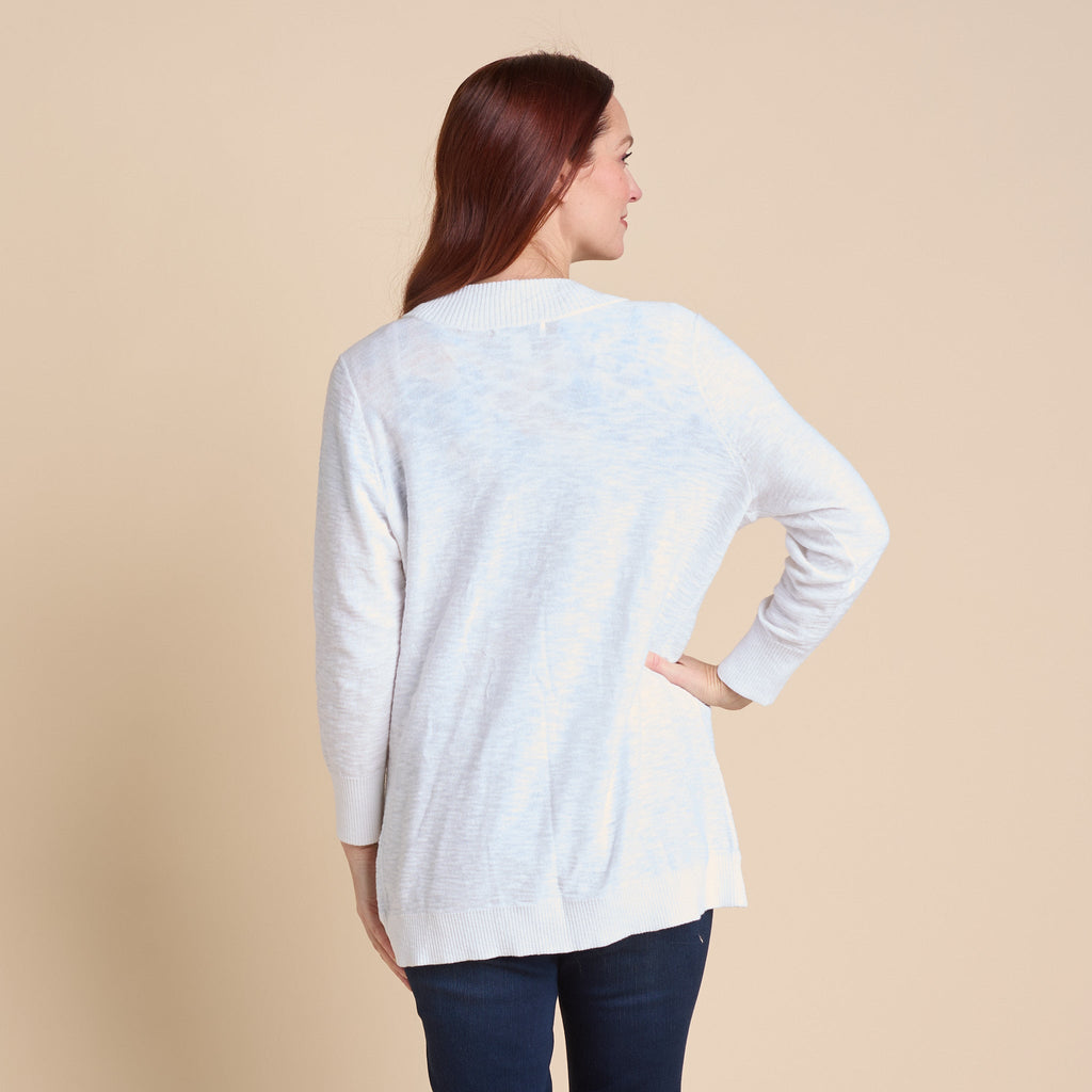Slub Knit Curved Hem Long Sleeve Cardigan