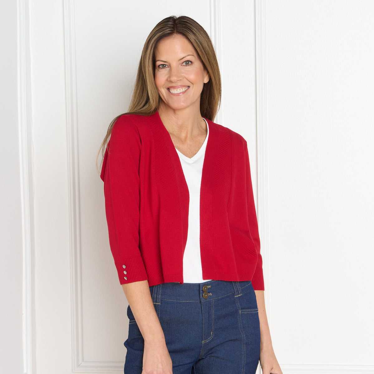 Directional Stitch Open Front Cardigan