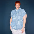 Bandana Printed Pleat Detail Tie Front Short Sleeve Shirt