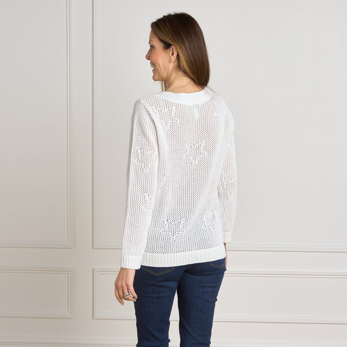 Americana Stars Mesh Stitch V-Neck Pullover Sweater
