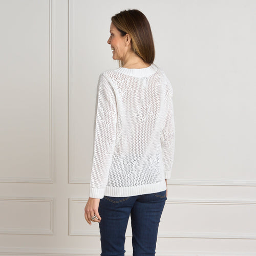 Americana Stars Mesh Stitch V-Neck Pullover Sweater