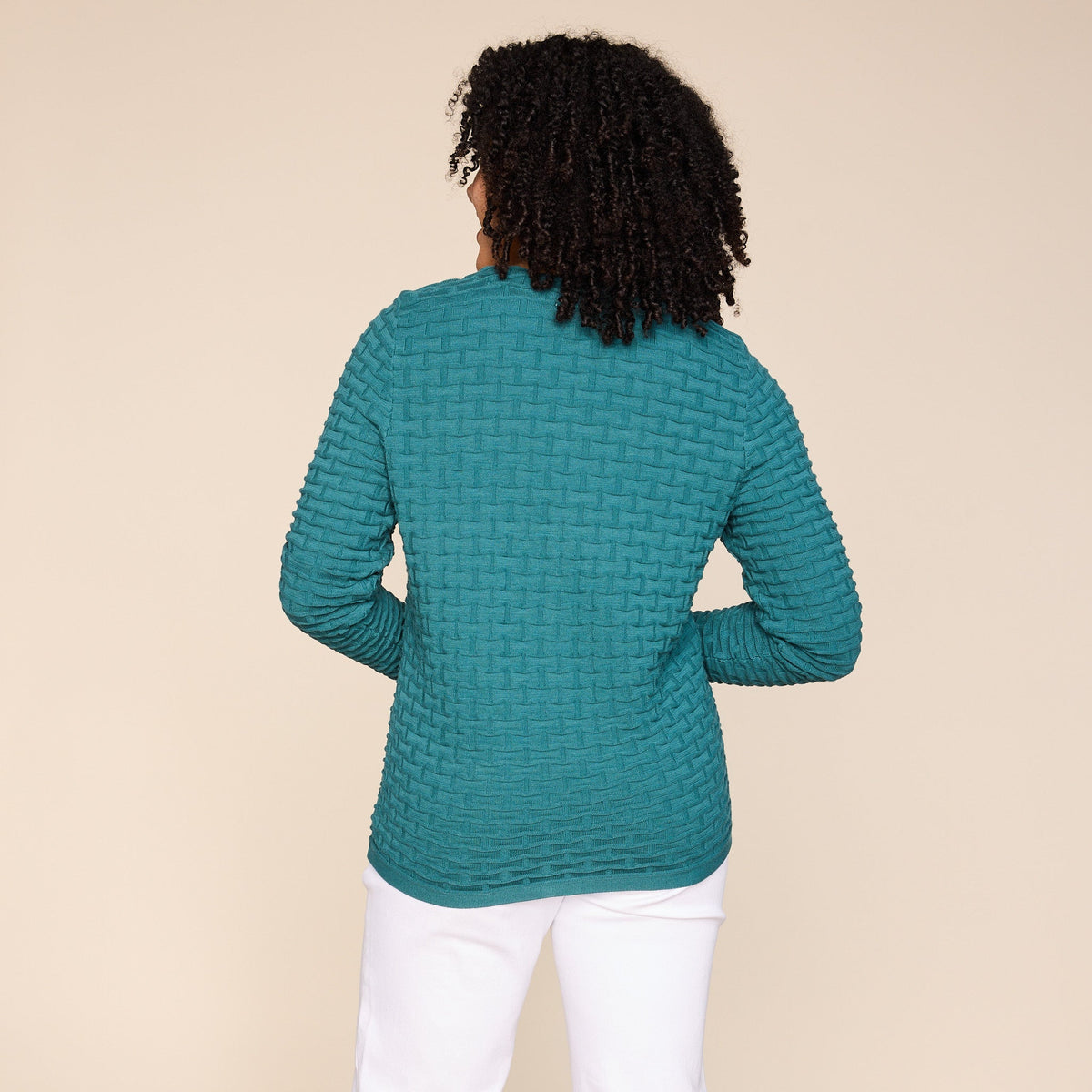 Square Stitch Button Front Long Sleeve Cardigan