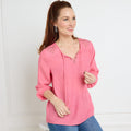 Tie Neck Stud Detail Long Sleeve Blouse