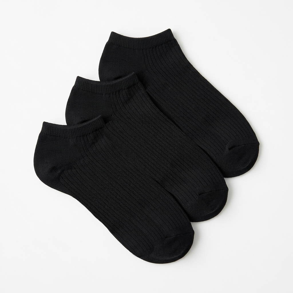 Black Legale 3 Pack Nylon Ankle Socks