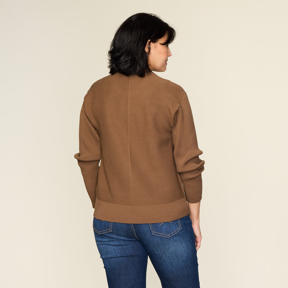 Directional Rib Stitch Crew Neck Sweater