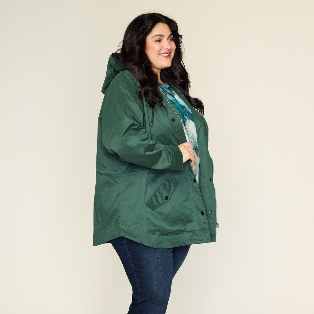 Relaxed Restyled Zip Front Hooded Rain Jacket