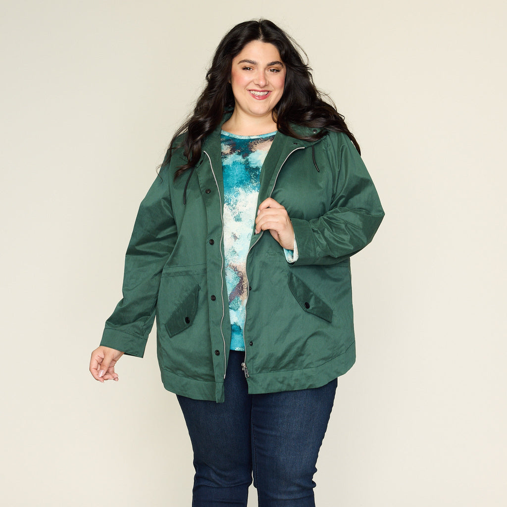 Relaxed Restyled Zip Front Hooded Rain Jacket