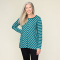 Relaxed Restyled Miter Stripe Long Sleeve Tunic