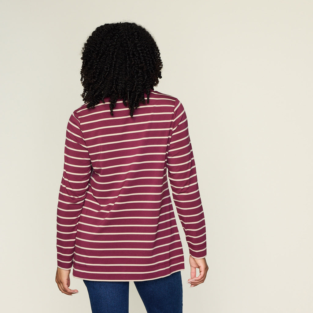 Relaxed Restyled Miter Stripe Long Sleeve Tunic