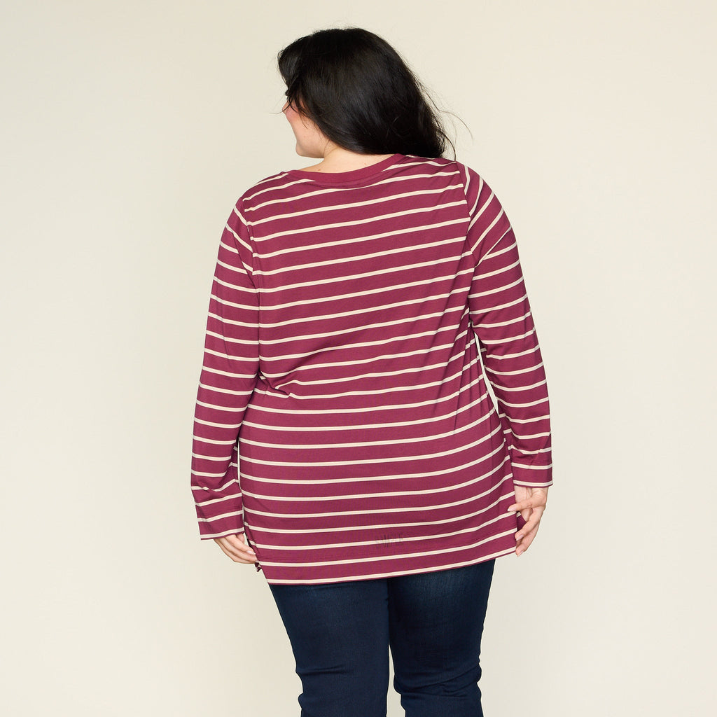 Relaxed Restyled Miter Stripe Long Sleeve Tunic
