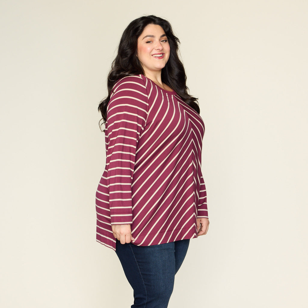 Relaxed Restyled Miter Stripe Long Sleeve Tunic