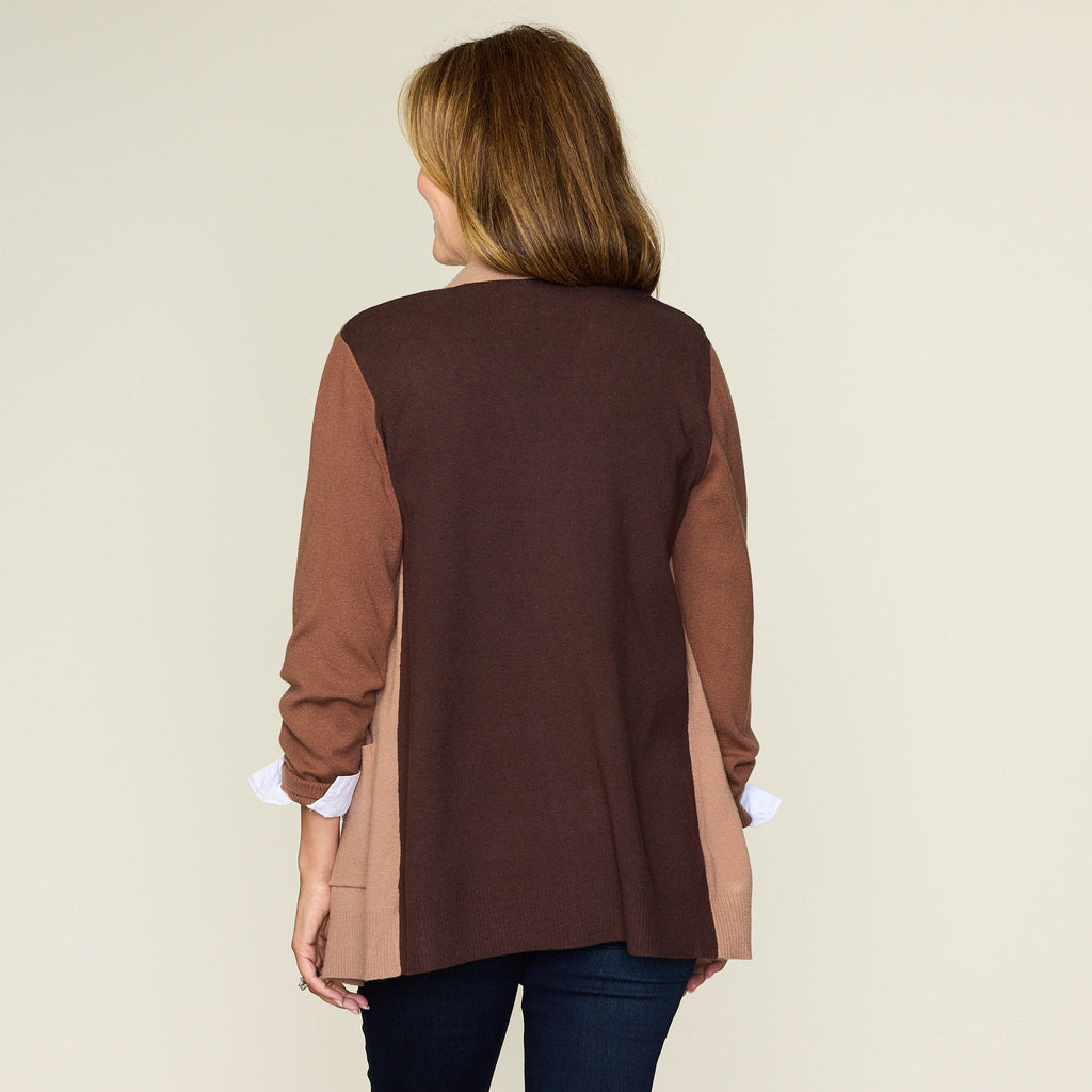 Color Block Open Front Cardigan