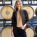 Shaved Chocolate Animal Print Stretch Twill Anorak Jacket