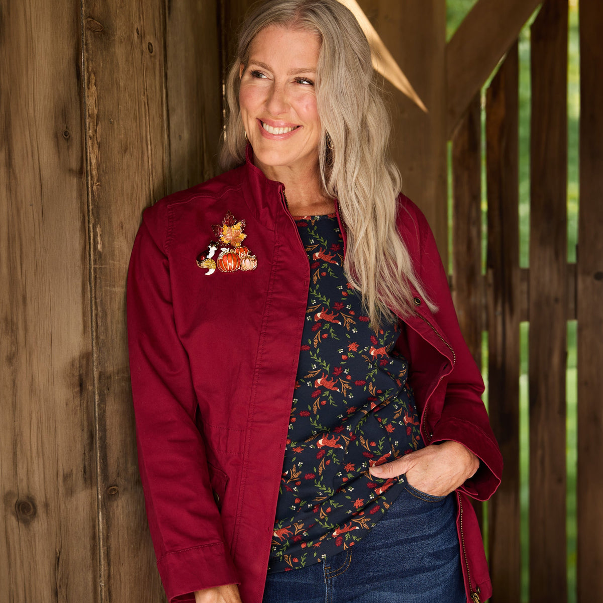 Tibetan Red Stretch Twill Anorak Jacket