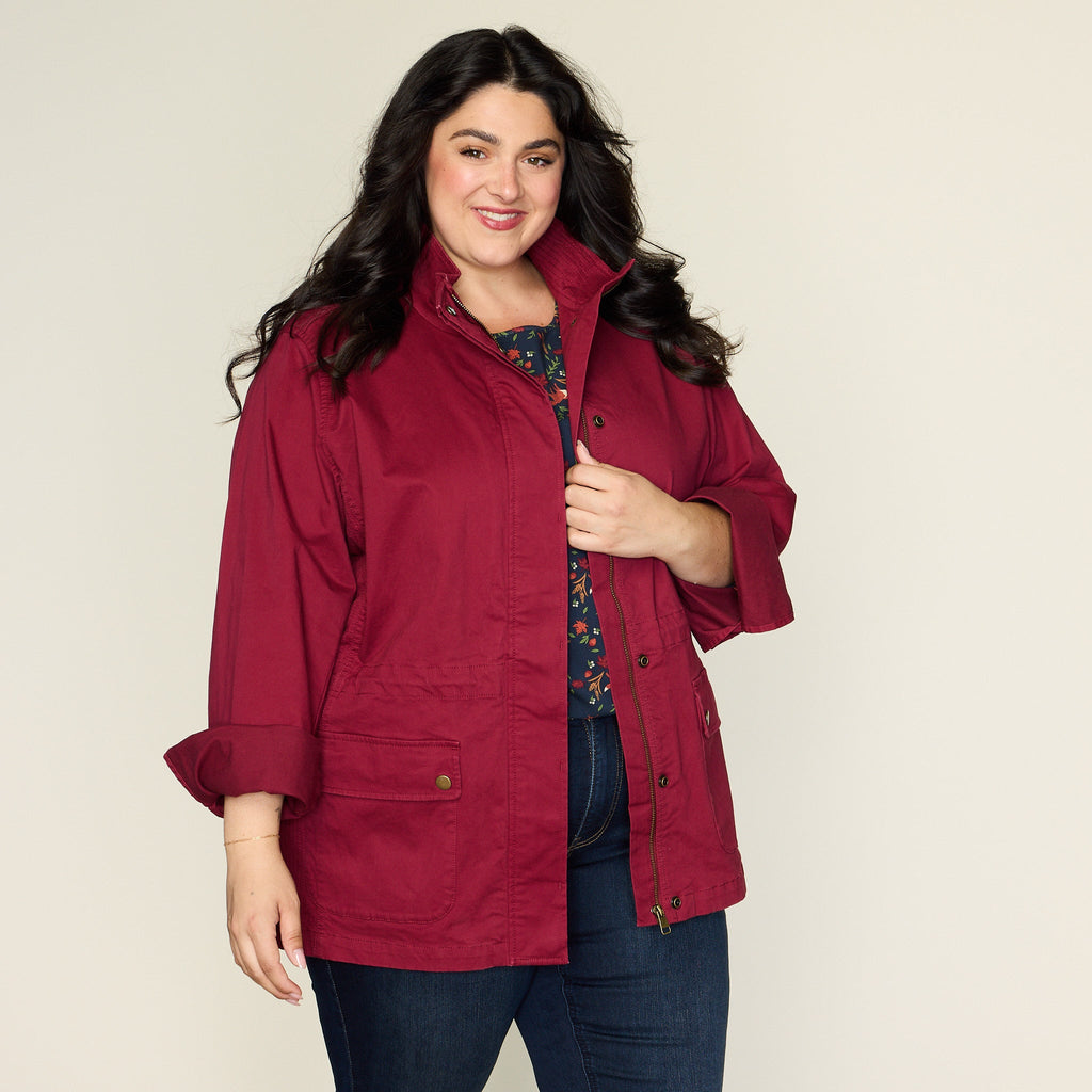 Tibetan Red Stretch Twill Anorak Jacket