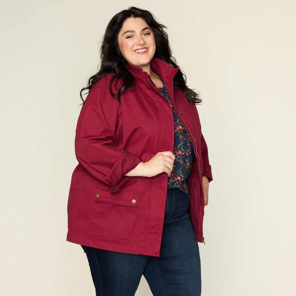 Tibetan Red Stretch Twill Anorak Jacket