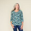 Floral Print Seersucker Henley Tee