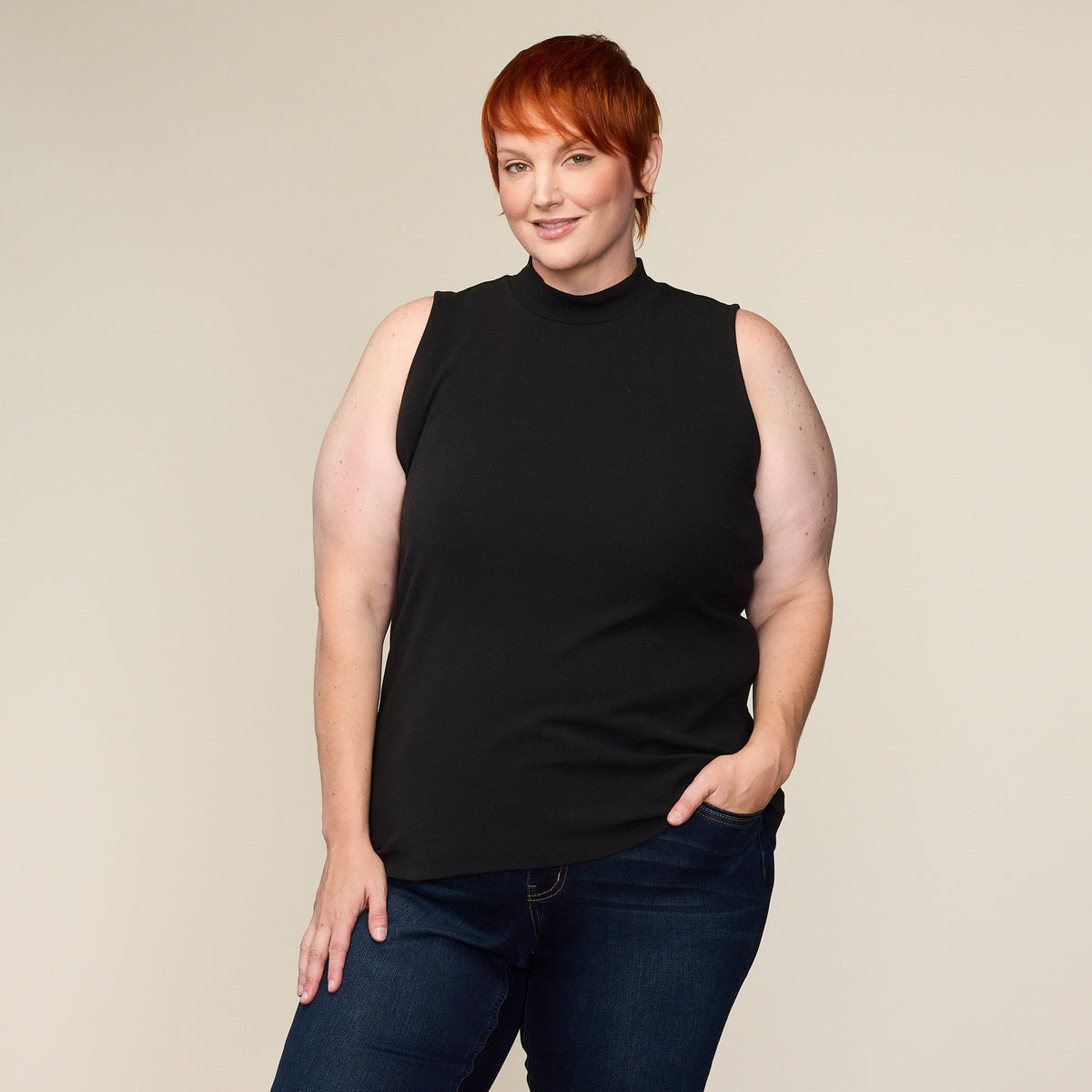 Sleeveless Mock Neck Perfect Tank