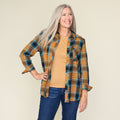 Brown Sugar Crinkle Plaid Button Front Shirt