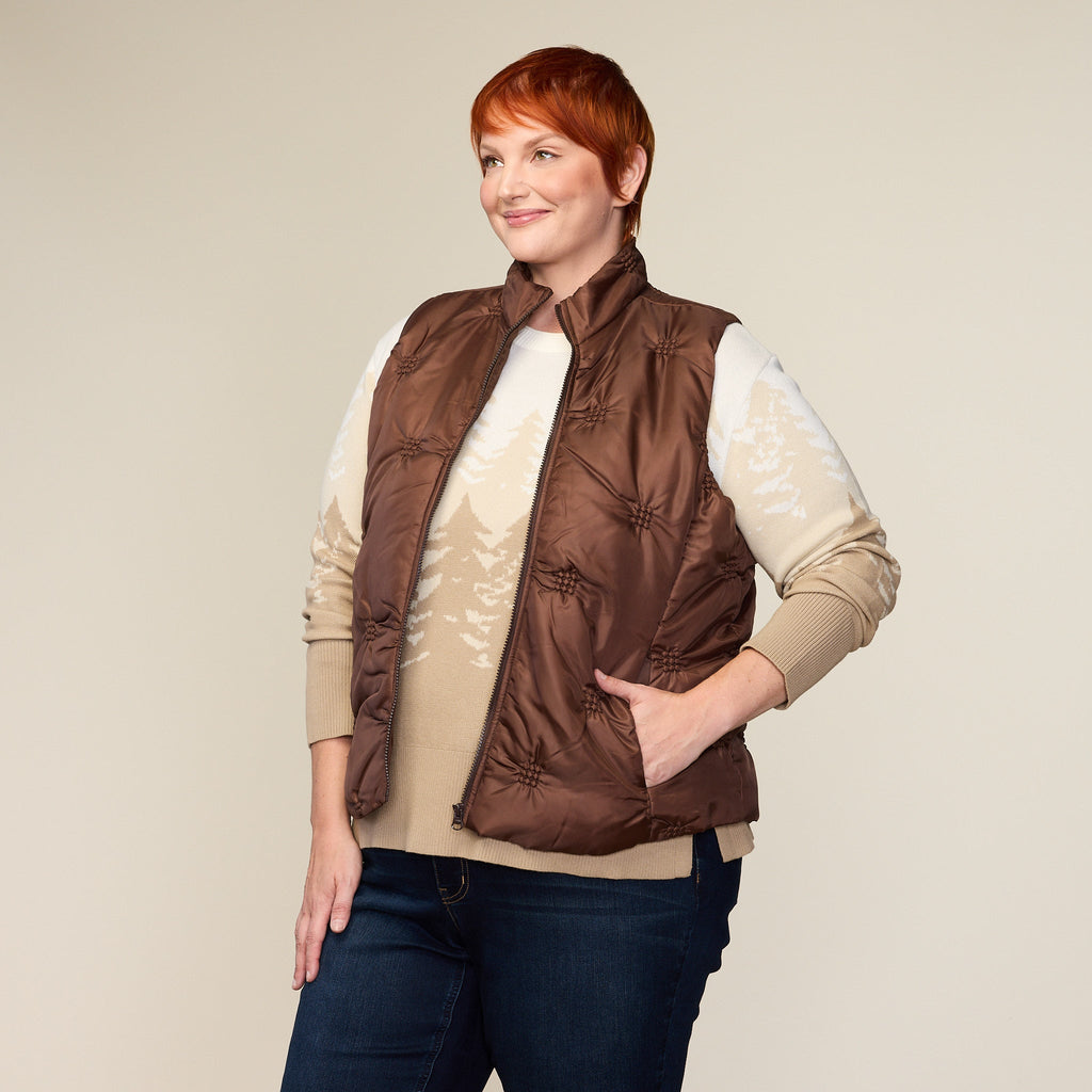 Quilted Zip Front Puffer Vest