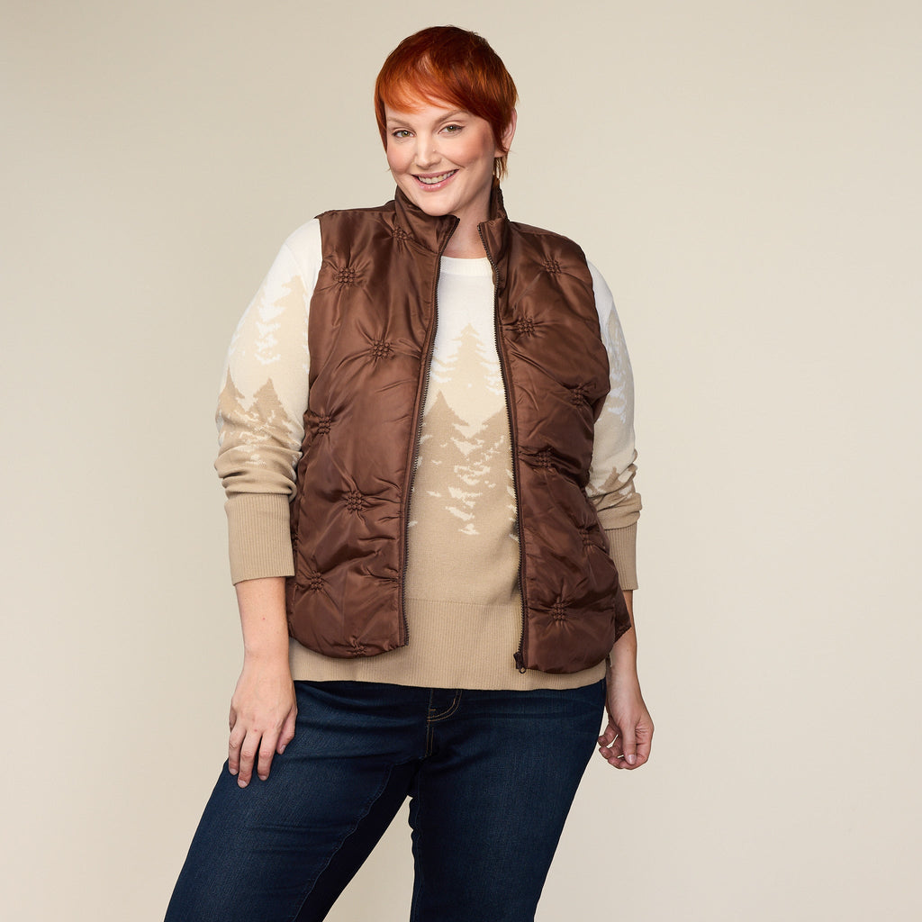 Quilted Zip Front Puffer Vest