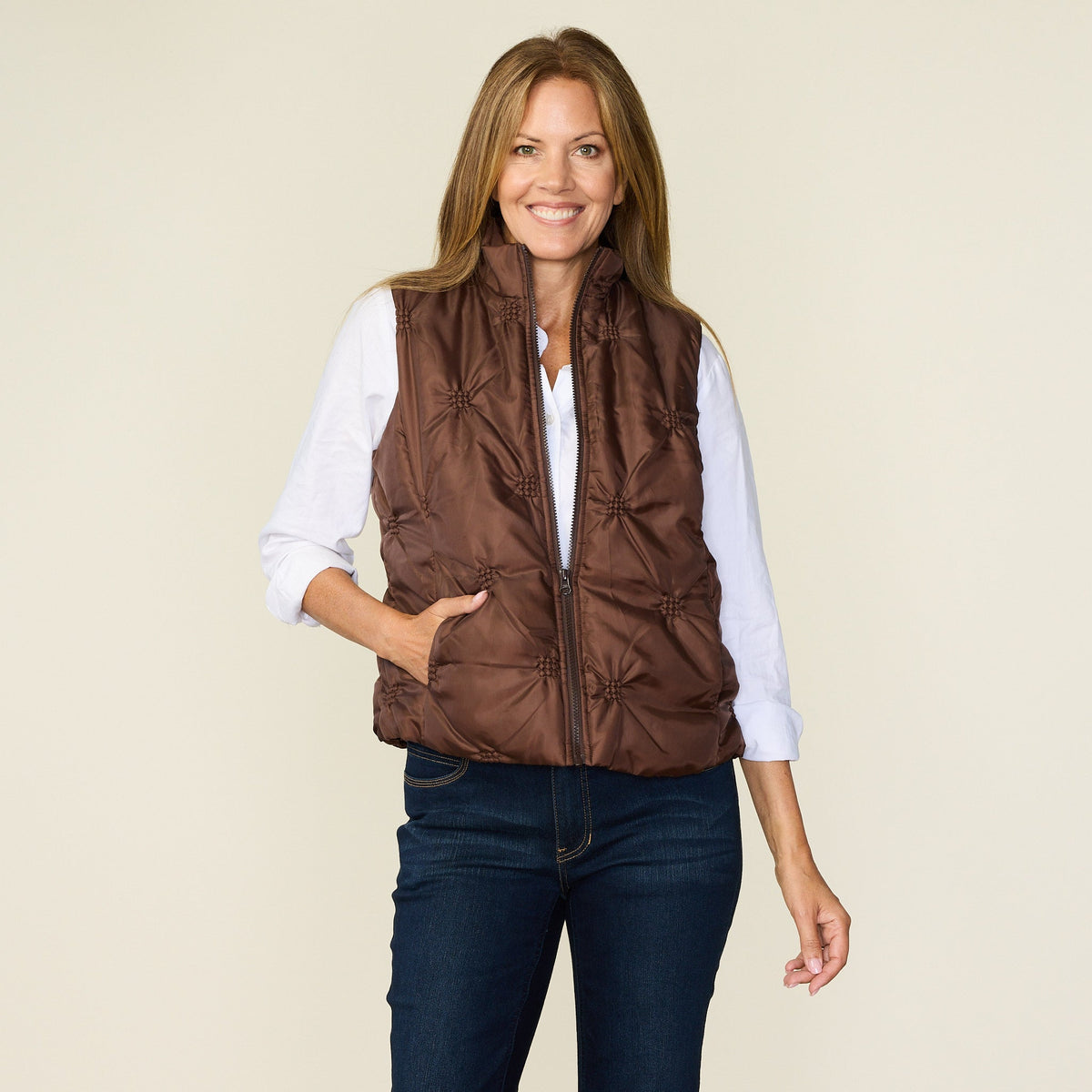 Quilted Zip Front Puffer Vest