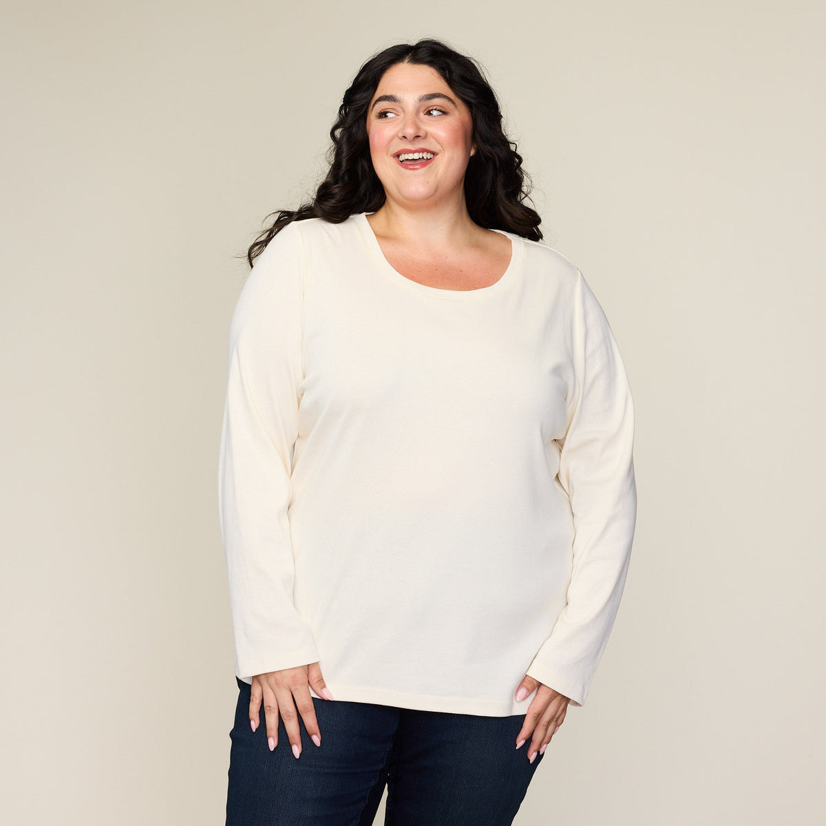 Long Sleeve Jewel Neck Perfect Tee