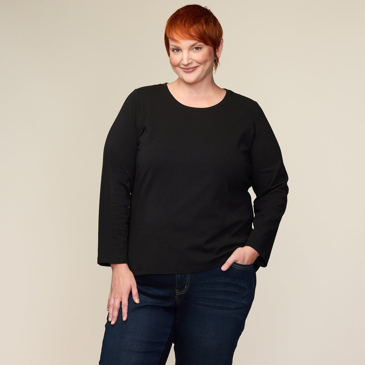Long Sleeve Jewel Neck Perfect Tee