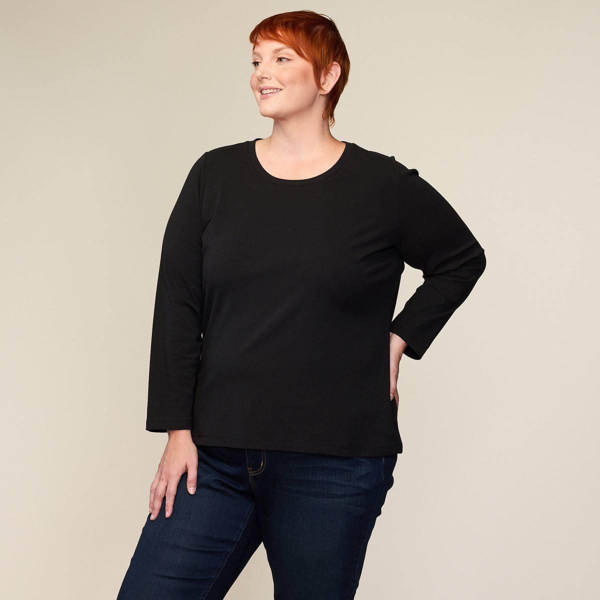 Long Sleeve Jewel Neck Perfect Tee