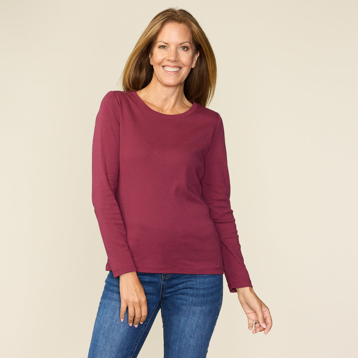Long Sleeve Jewel Neck Perfect Tee