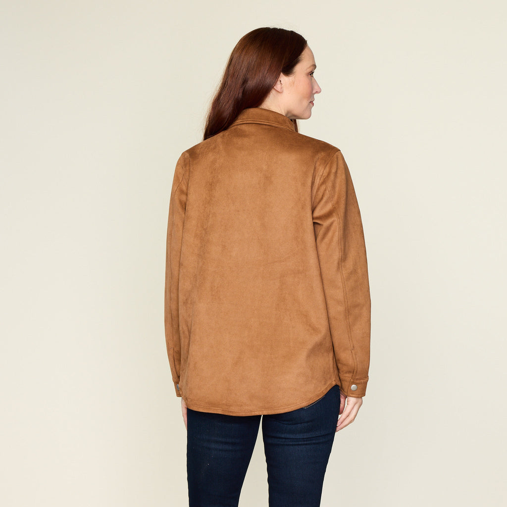 Faux Suede Snap Front Shacket