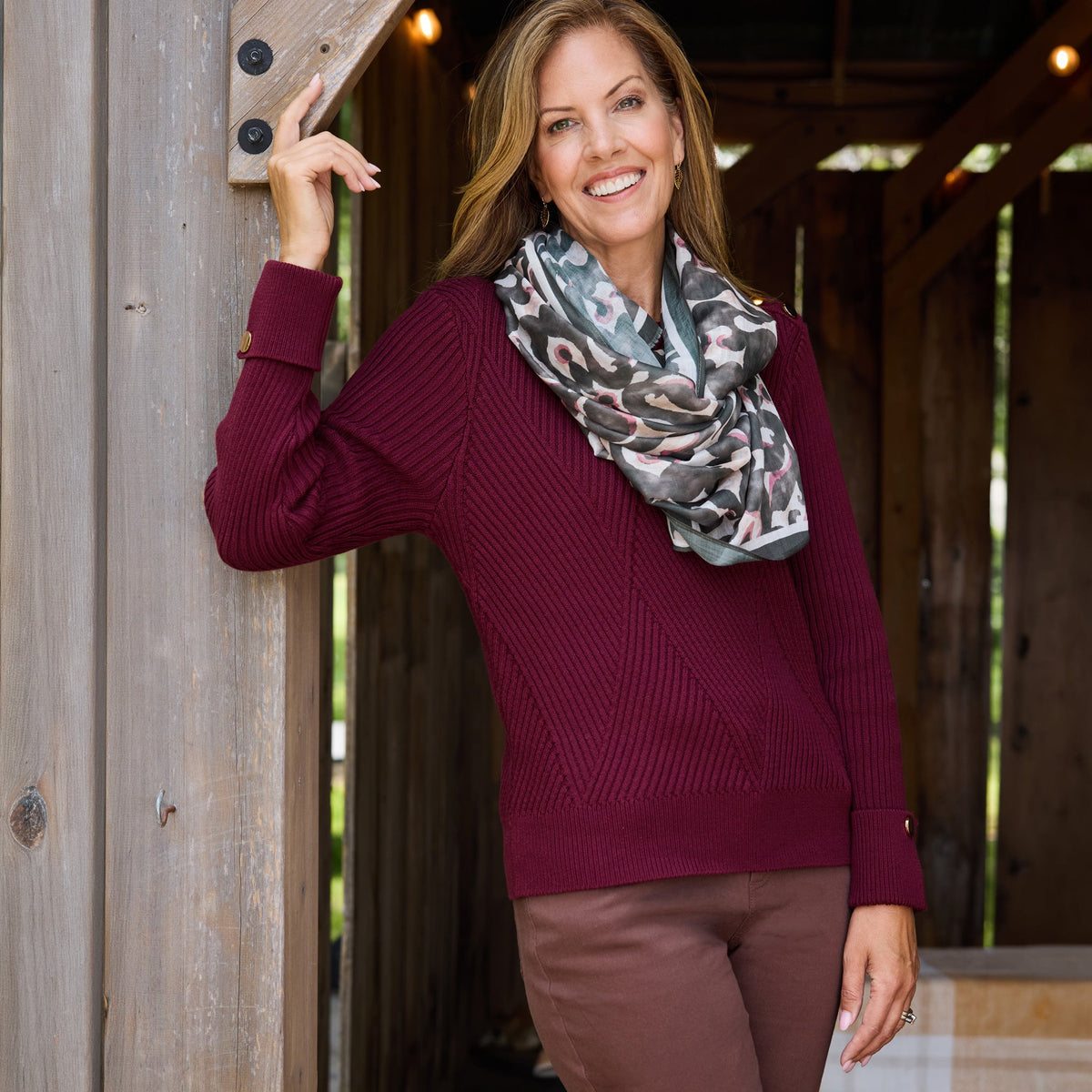 Diamond Stitch Button Detail Sweater