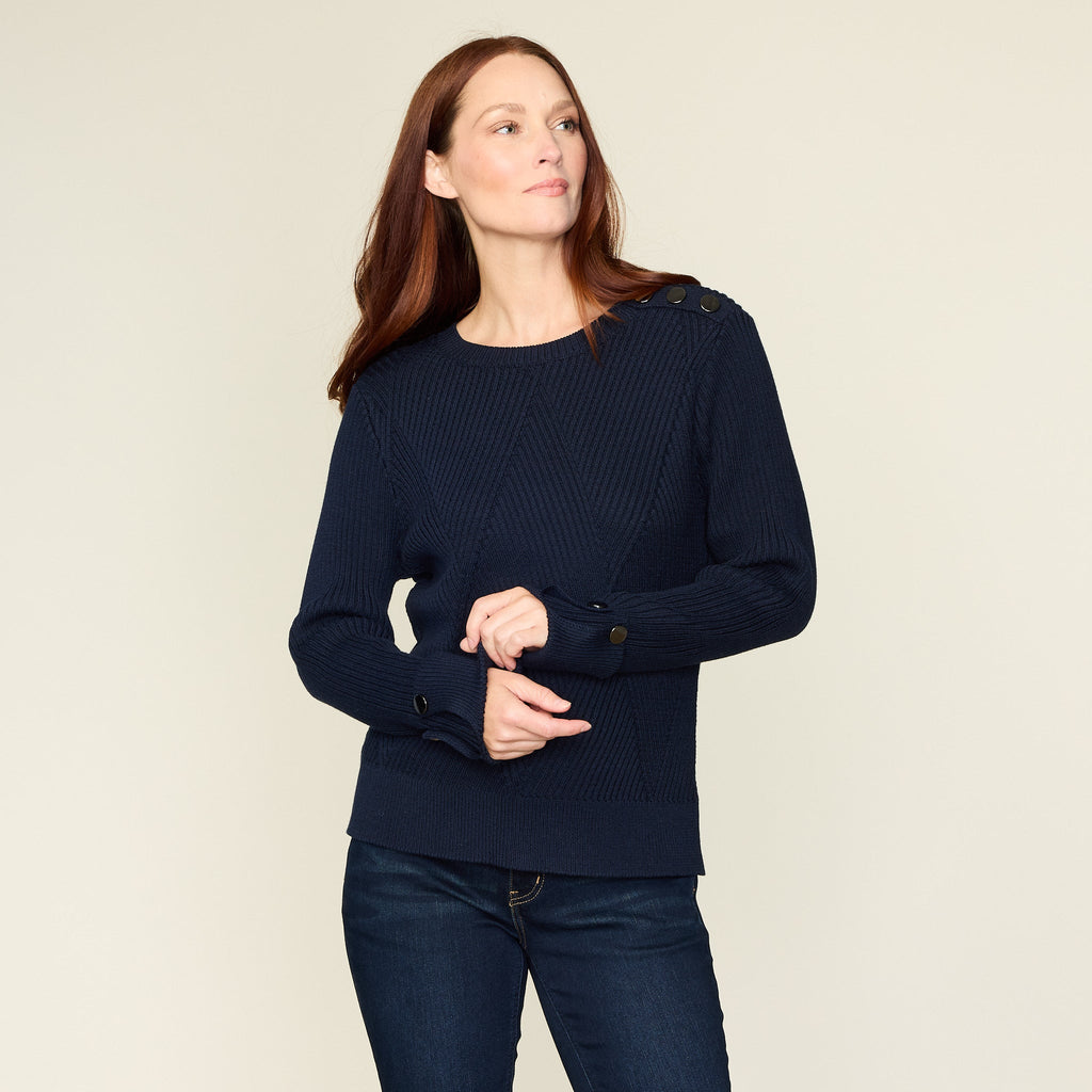 Diamond Stitch Button Detail Sweater