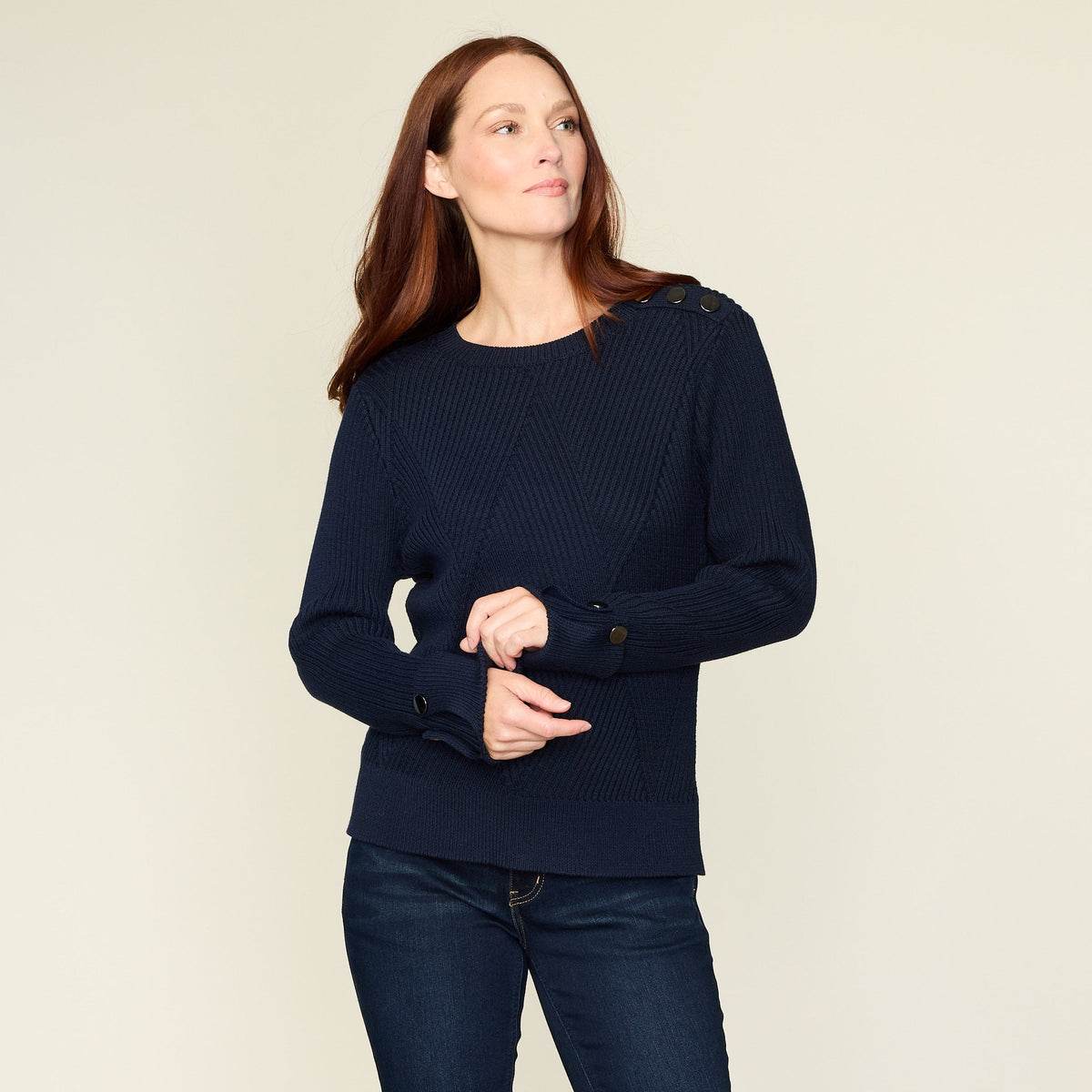 Diamond Stitch Button Detail Sweater
