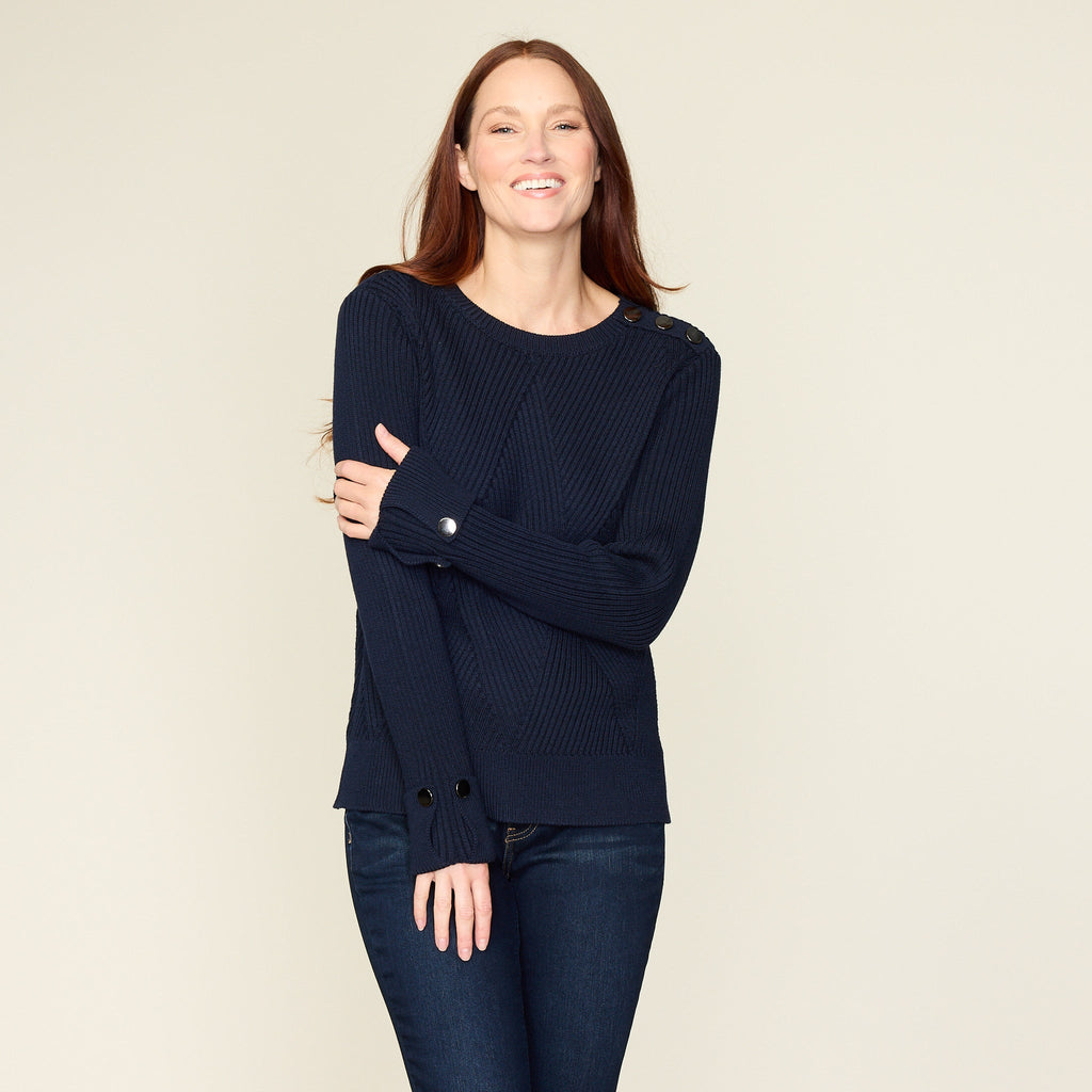 Diamond Stitch Button Detail Sweater