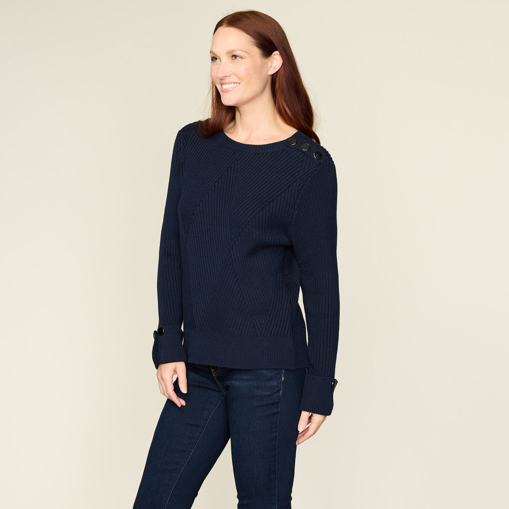 Diamond Stitch Button Detail Sweater