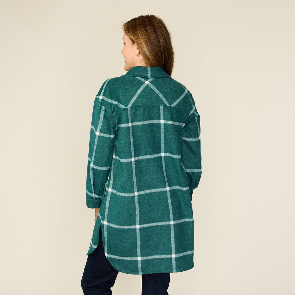 Windowpane Plaid Longline Shacket
