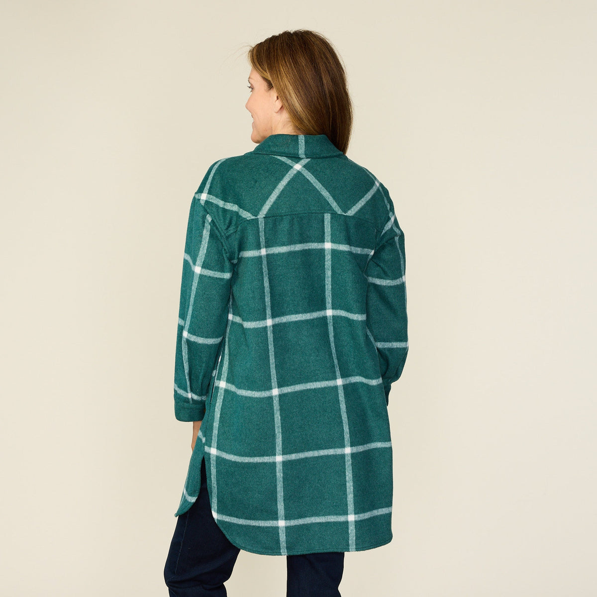 Windowpane Plaid Longline Shacket